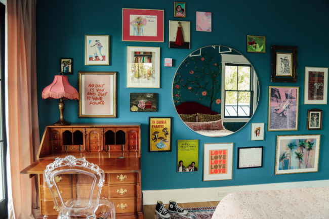 Eclectic colorful wall gallery